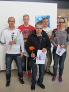 Kuvassa valmentaja Jari Nordblom (vas), Tony Eriksson, Mikael Natunen, Antti Myllynen ja Maria Ripatti